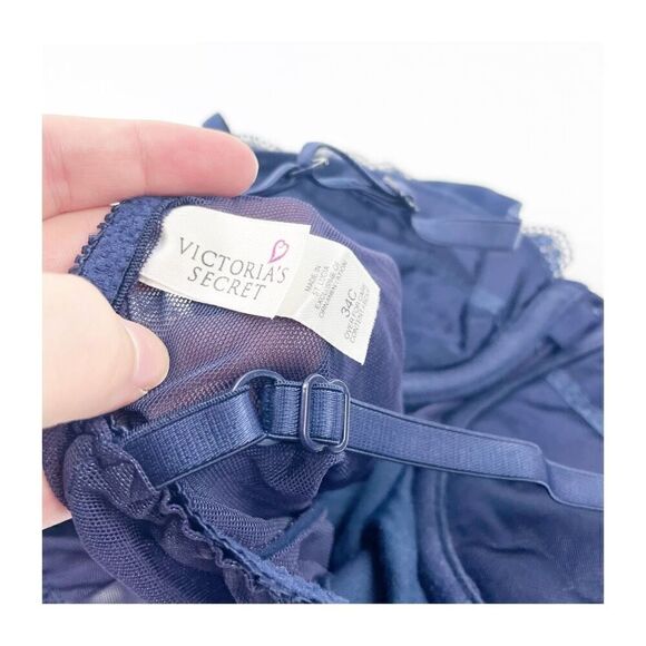 Vintage Victorias Secret Velvet lace one piece bodysuit royal blue deep v snap c - Picture 6 of 16